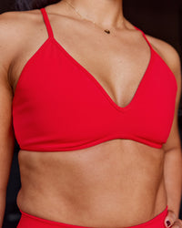 Woman wearing Ambience Sports Bra - Flame | Model:Tyra | Size:M