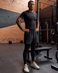 Man wearing BaseTech Tee - Black | Model:Daarian | Size:M