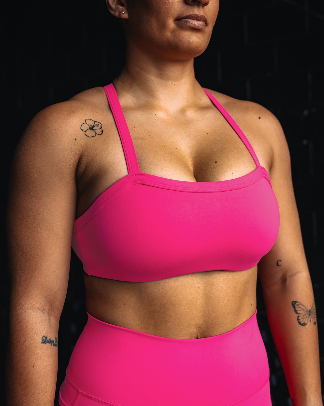 Woman wearing Inspired Sports Bra - Ultra Pink | Model:Tiare | Size:M