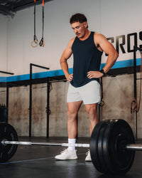 Man wearing AeroFLX+ Seamless Tank - Navy/Navy | Model:| Size:M