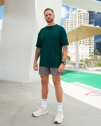 Man wearing Pace Lined Performance Short  5" in Storm Front | Size:M