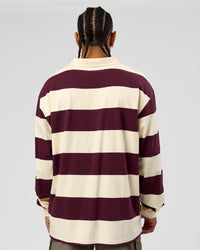 Man wearing Clubhouse Rugby Polo - Off White-Cherry | Model:Malebo | Size:M 