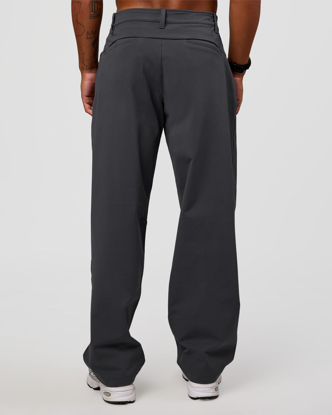 Man wearing All Day ZeroCrease™ Wide Leg Pant - Dark Storm | Model:Malebo | Size:M