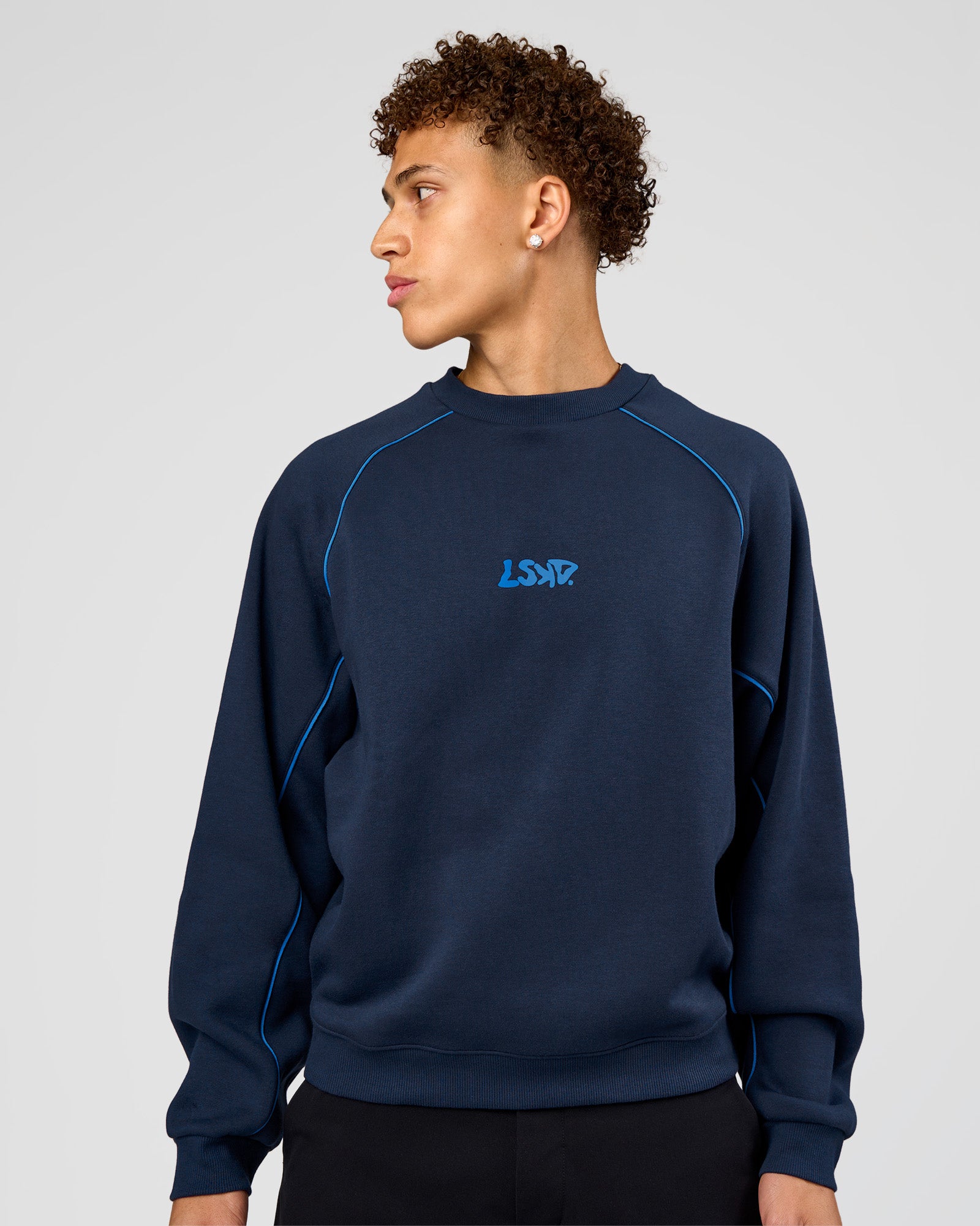Axis Boxy Crew Sweater - Future Navy-Palace Blue | LSKD