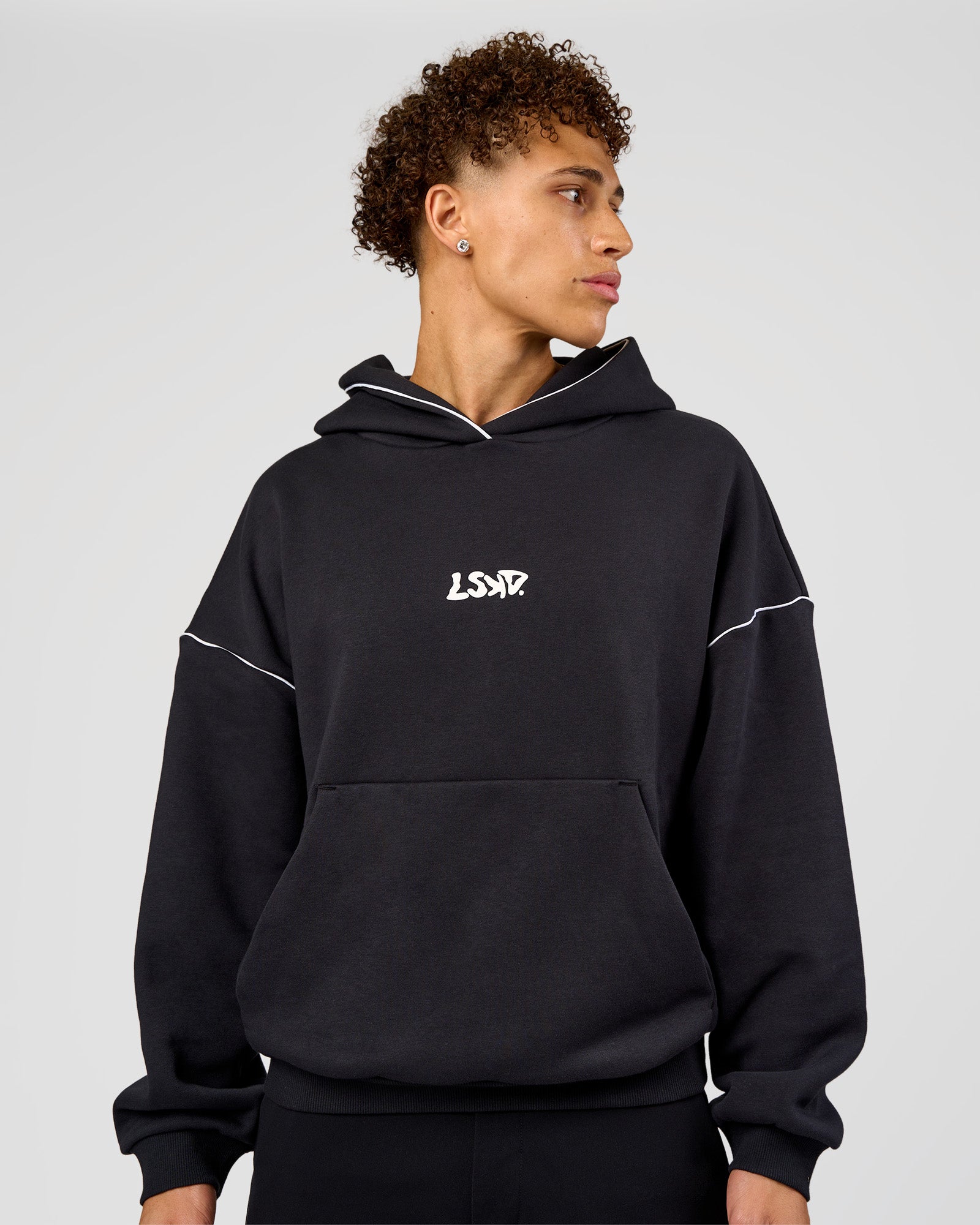 Axis Oversized Hoodie - Caviar-White | LSKD