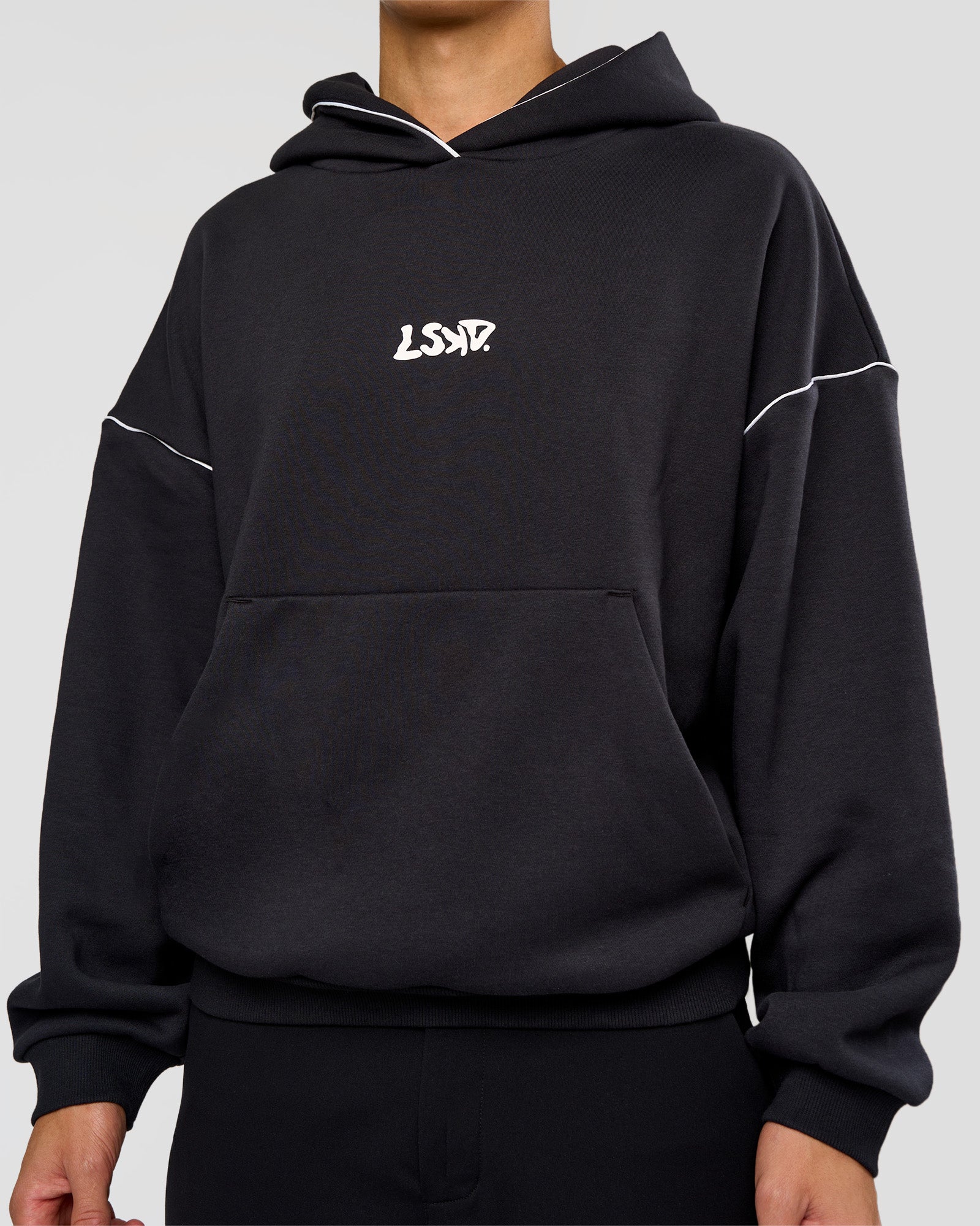 Axis Oversized Hoodie - Caviar-White | LSKD