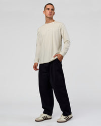 Man wearing Base FLXCotton Long Sleeve Tee in Silver Marl | Model:Albert | Size:M | Thumbnail Index: 3