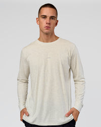 Man wearing Base FLXCotton Long Sleeve Tee in Silver Marl | Model:Albert | Size:M | Thumbnail Index: 0