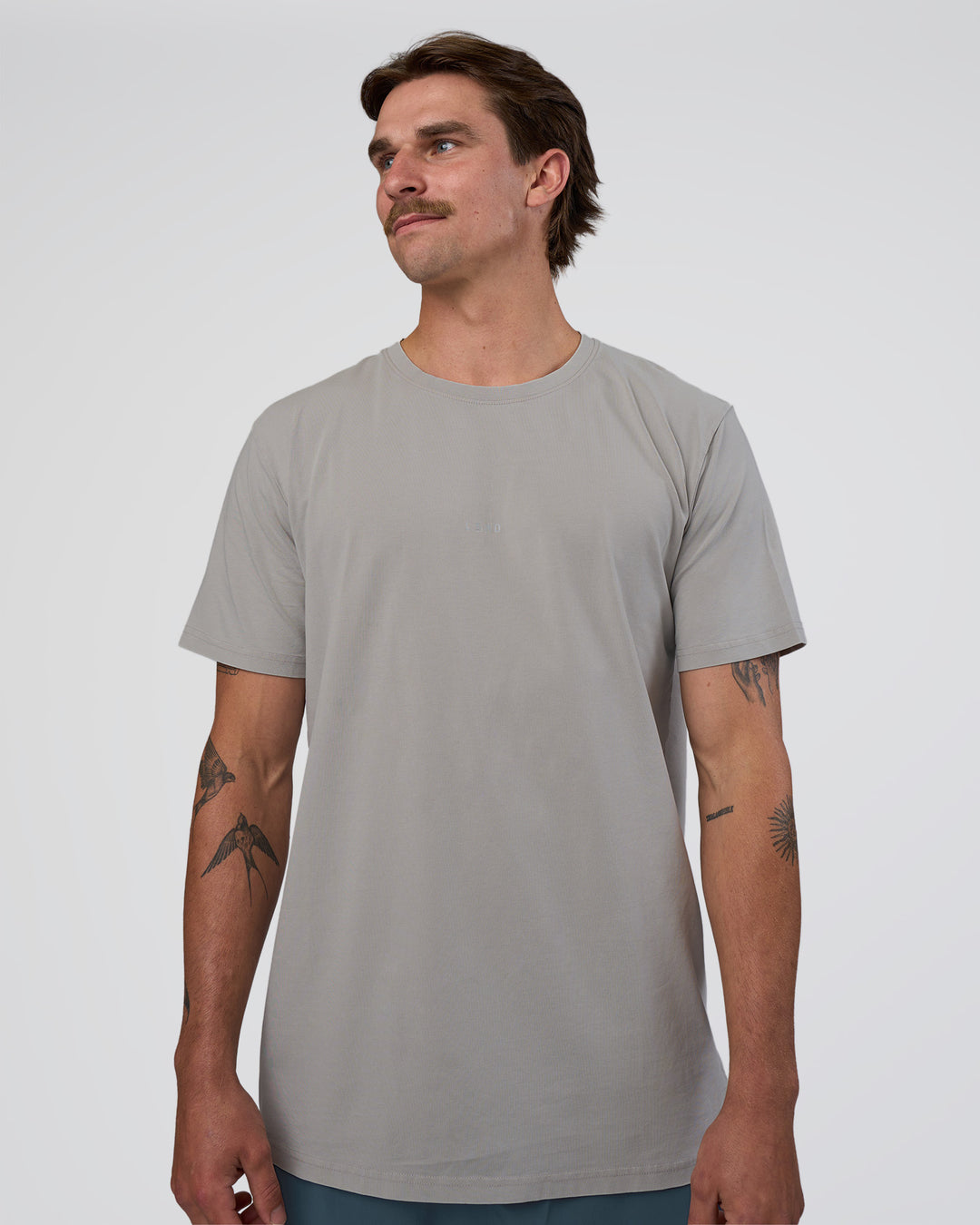 Man wearing Base FLXCotton Tee - Alloy Washed | Model:Konnor | Size:M