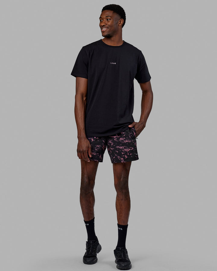 Man wearing Base FLXCotton Tee - Black-Pink Rose
