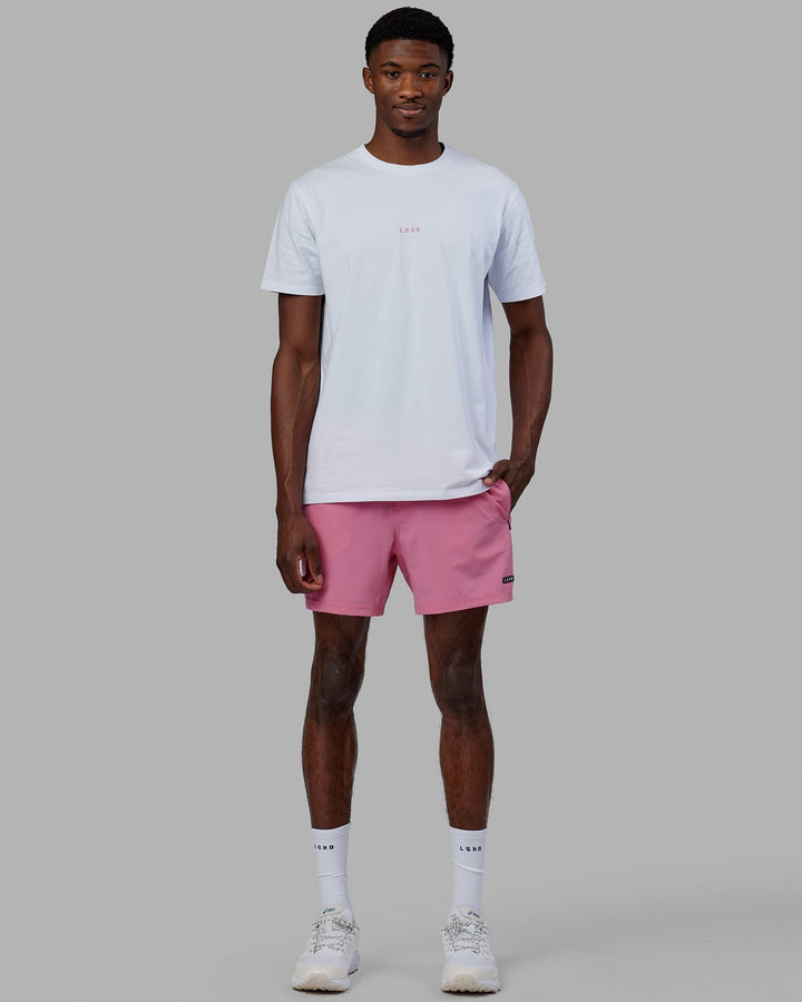 Man wearing Base FLXCotton Tee - White-Pink Rose