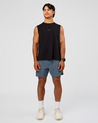 Man wearing Base Heavyweight FLXCotton Tank Regular Fit -8cm - Black | Model:George | Size:M
