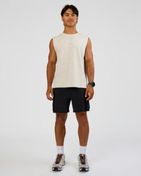 Man wearing Base Heavyweight FLXCotton Tank Regular Fit -8cm - Silver Marl | Model:George | Size:M