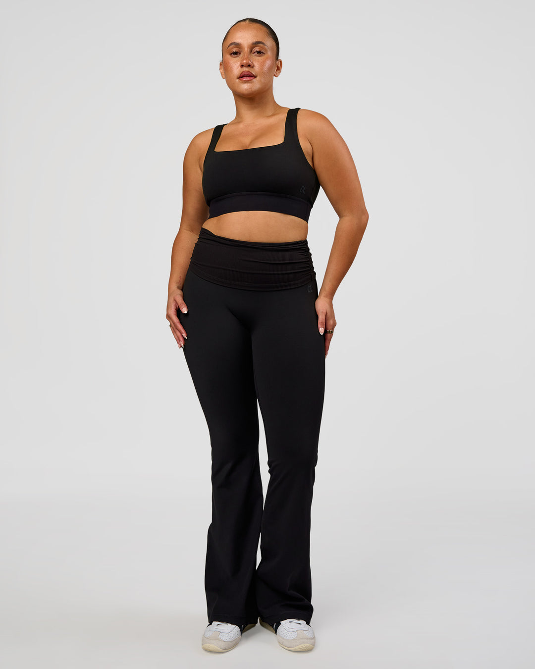 Woman wearing CF Train Hard Sports Bra - Black | Model:Simmy | Size:M