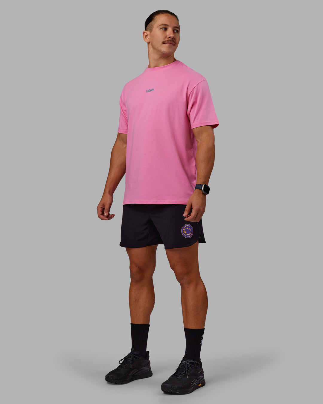 Man wearing CFT BNE 25 Lift 6&quot; Short - Black-Warm Apricot | Model:Jaiden | Size:M