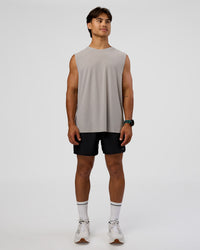 Man wearing Cadence MicroMotion Muscle Tank - Alloy-Carbon Green | Model:George | Size:M