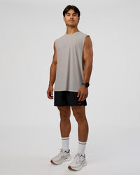 Man wearing Cadence MicroMotion Muscle Tank - Alloy-Carbon Green | Model:George | Size:M