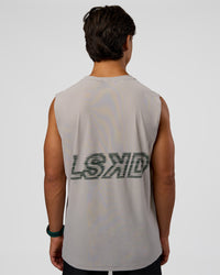 Man wearing Cadence MicroMotion Muscle Tank - Alloy-Carbon Green | Model:George | Size:M