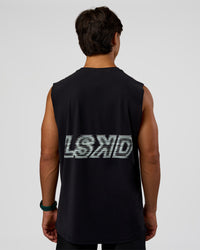 Man wearing Cadence MicroMotion Muscle Tank - Black-Blue Aura | Model:George | Size:M