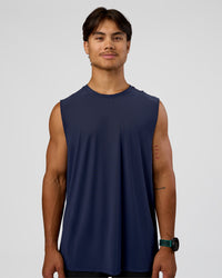 Man wearing Cadence MicroMotion Muscle Tank - Future Navy-Alloy | Model:George | Size:M
