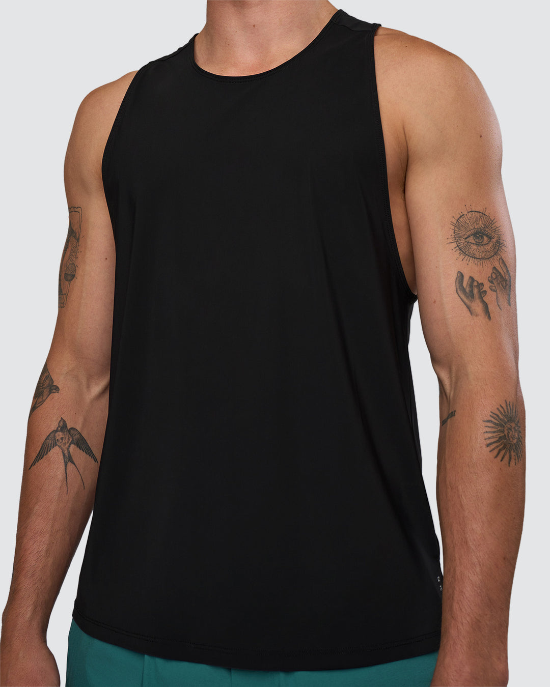 Man wearing Cadence Swift Tank - Black | Model:Konnor | Size:M