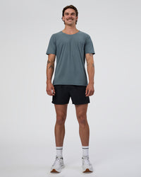 Man wearing Cadence Swift Tee - Blue Mirage | Model:Konnor | Size:M