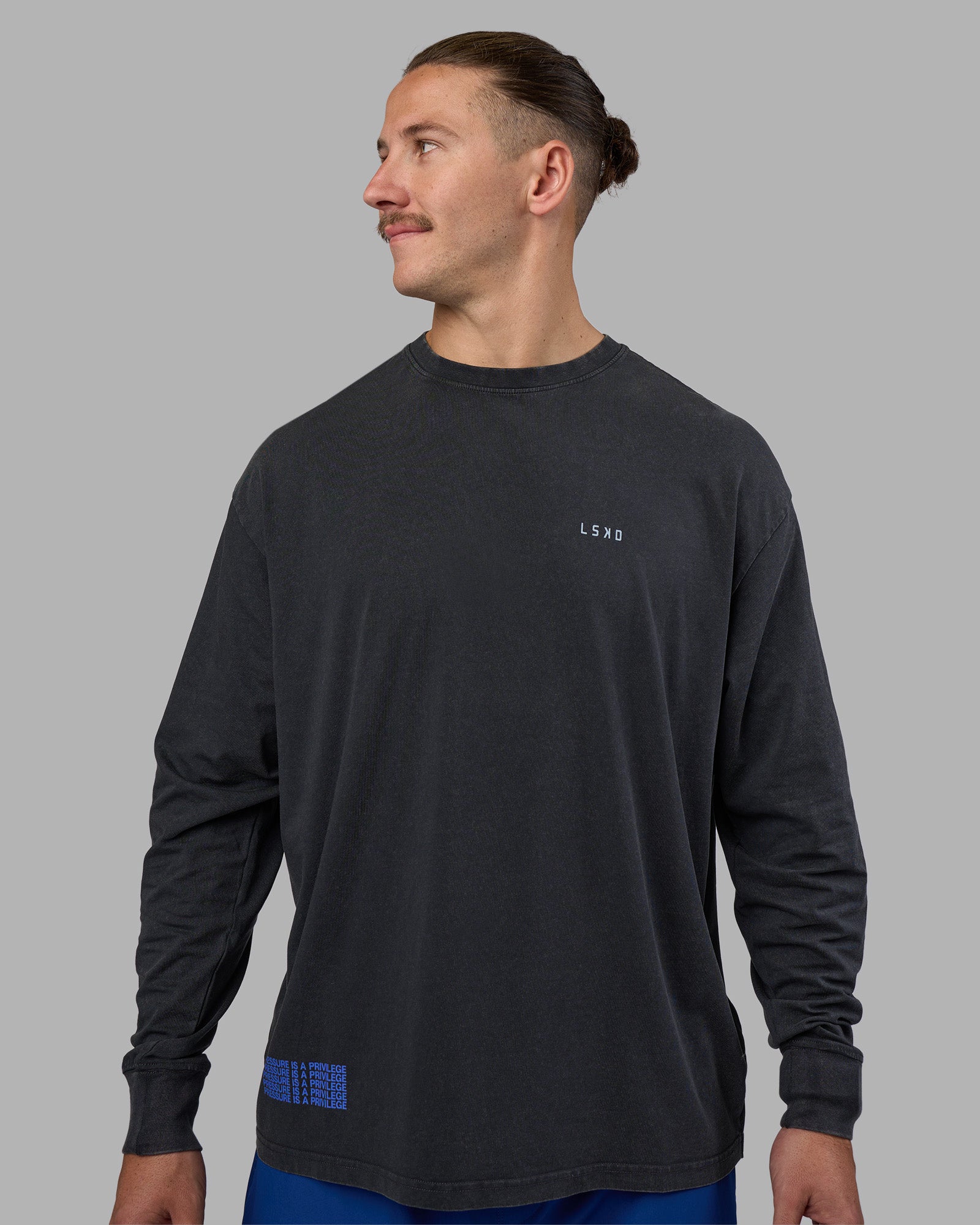 Cali FLXCotton Oversized Long Sleeve Tee - Black Washed | LSKD