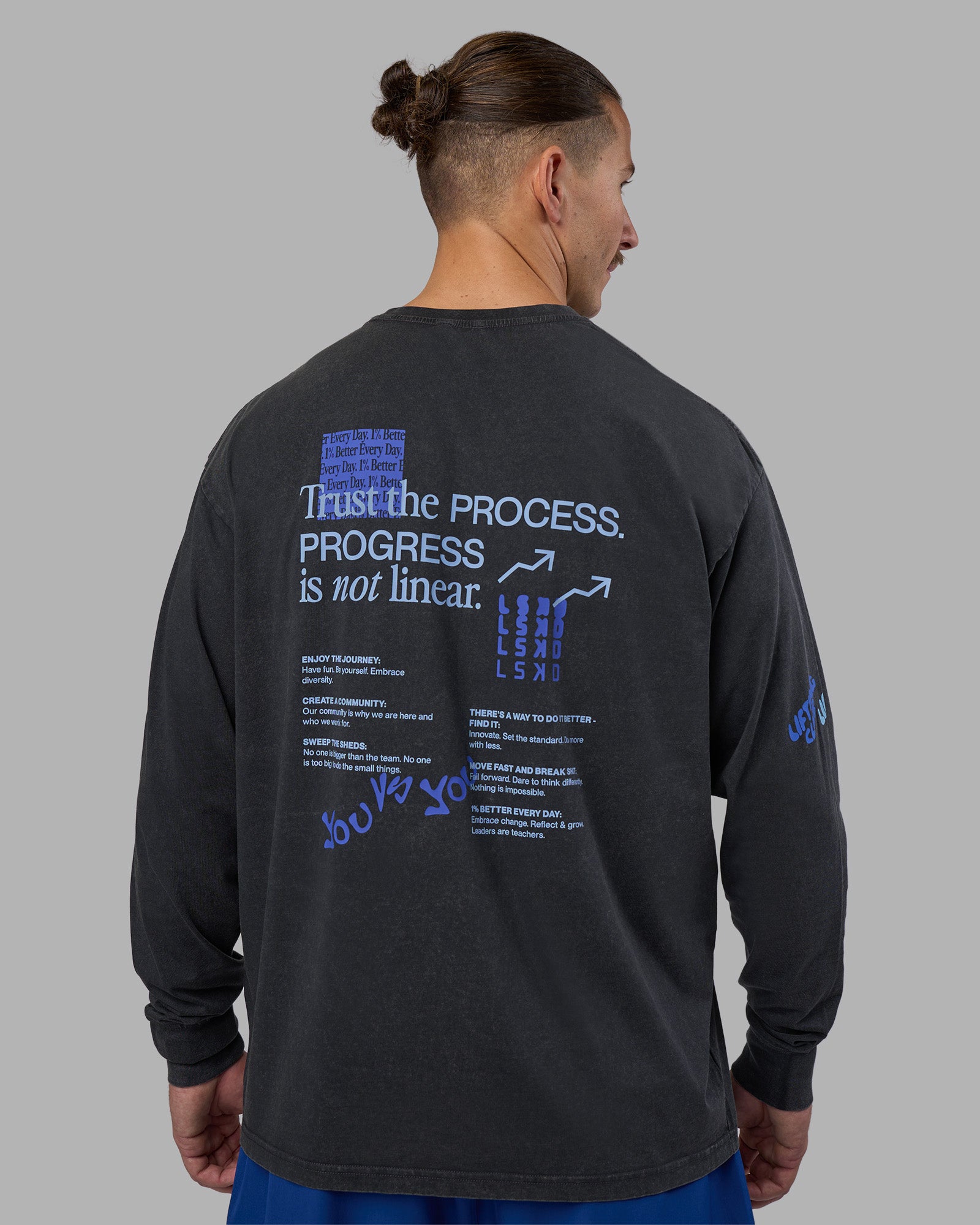 Cali FLXCotton Oversized Long Sleeve Tee - Black Washed | LSKD