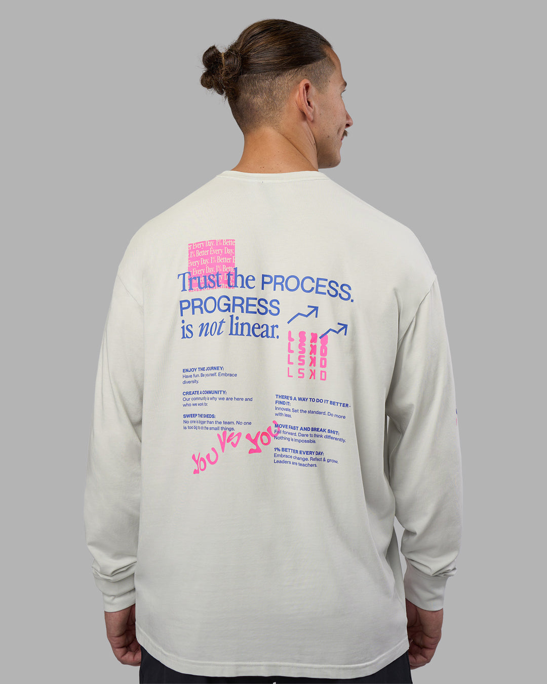 Man wearing Cali FLXCotton Oversized Long Sleeve Tee - Digital Mist Washed | Model:Jaiden | Size:M