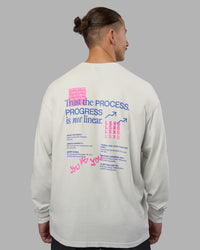 Man wearing Cali FLXCotton Oversized Long Sleeve Tee - Digital Mist Washed | Model:Jaiden | Size:M