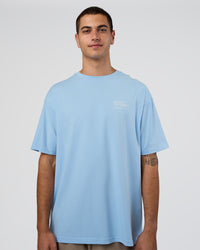 Man wearing Coffee Run FLXCotton Oversized Tee - Open Air-White | Model:Zoran | Size:L