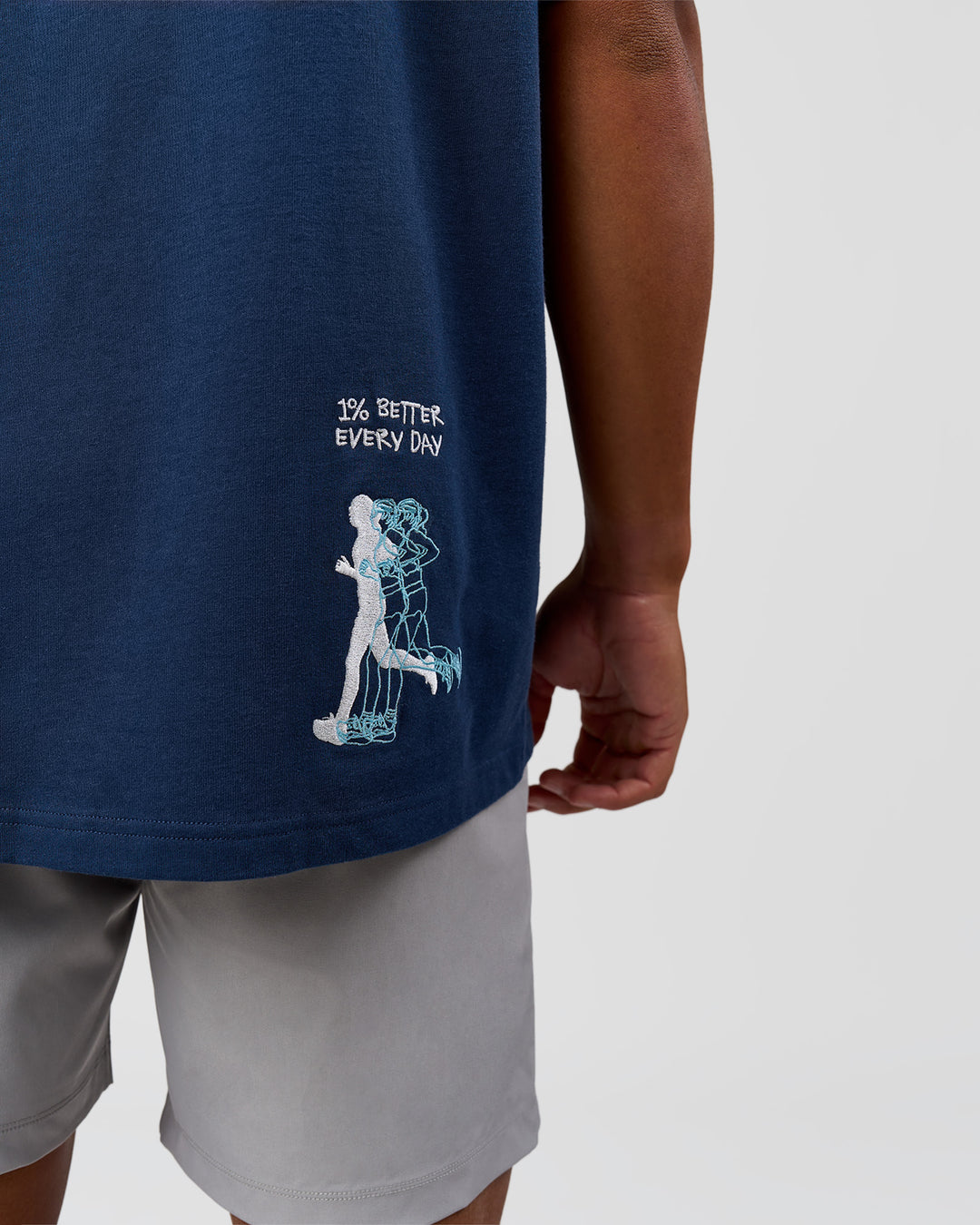 Man wearing GG Heavyweight Oversized Tee - Future Navy | Model:Malebo | Size:M