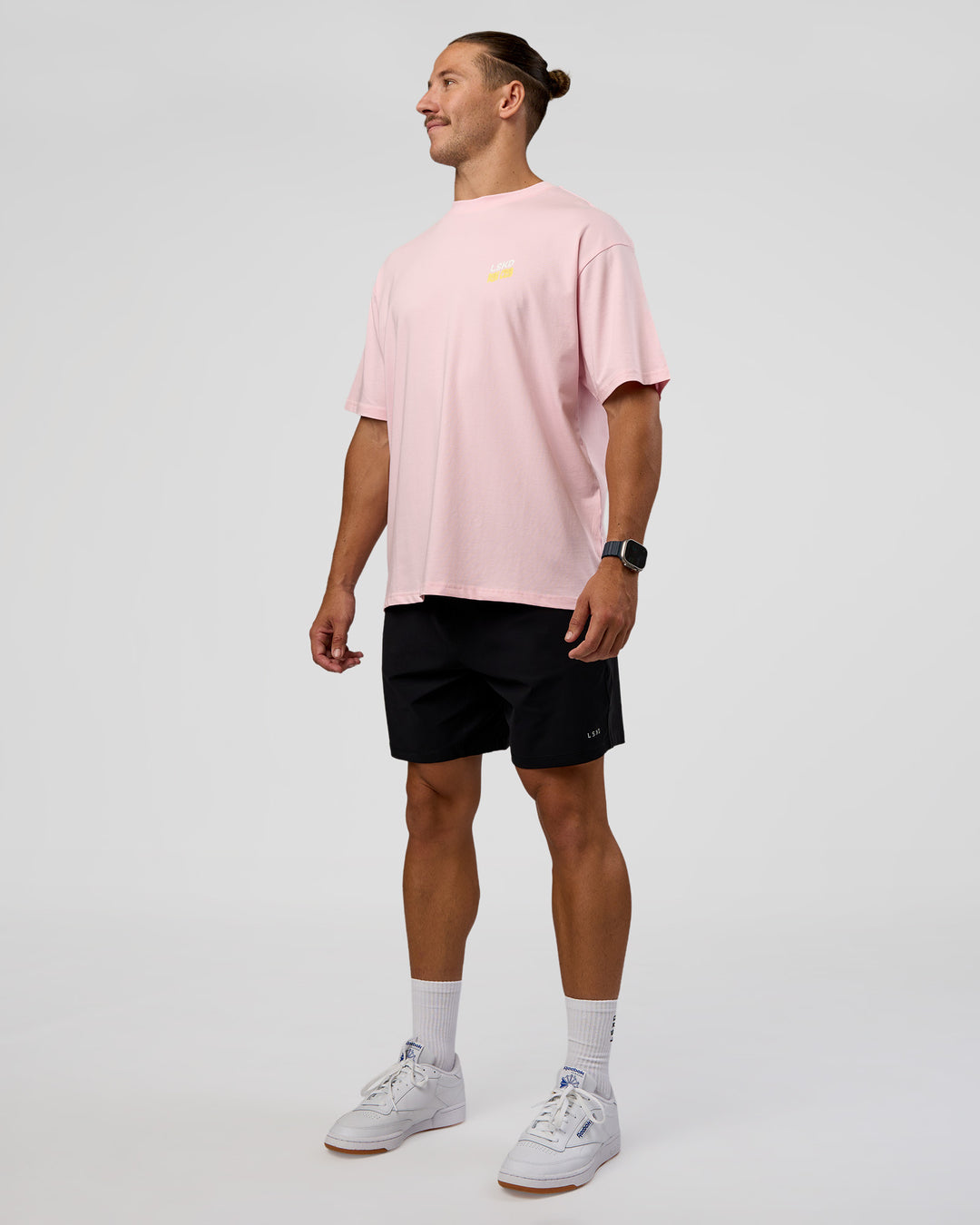 Man wearing Grace Grove FLXCotton Oversize Tee - Marshmallow | Model:Jaiden | Size:M