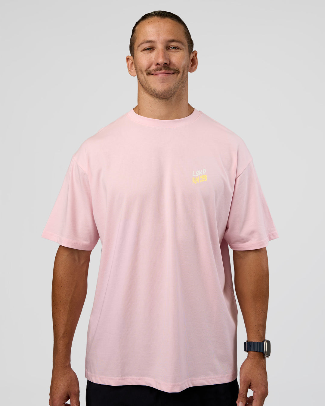 Man wearing Grace Grove FLXCotton Oversize Tee - Marshmallow | Model:Jaiden | Size:M