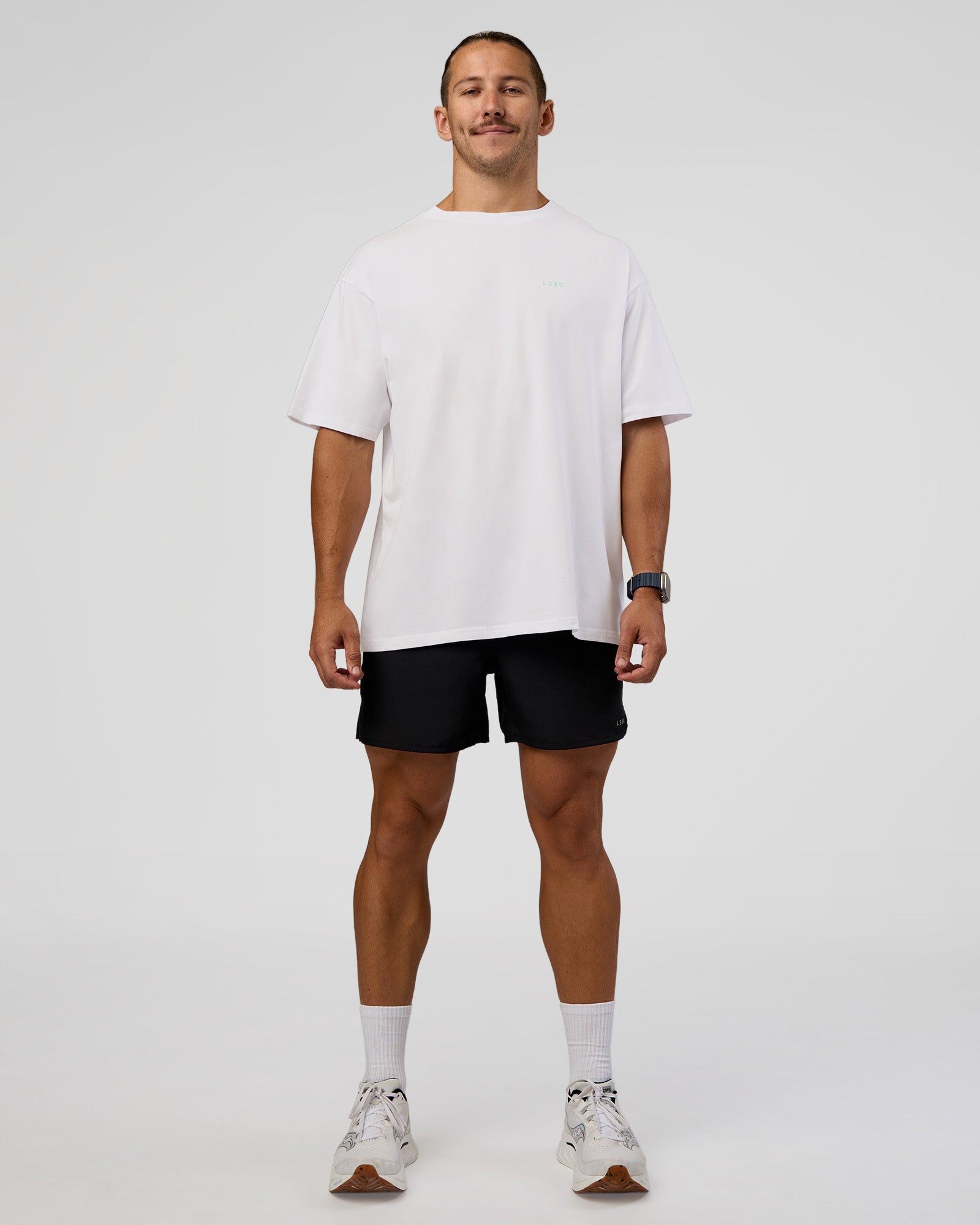 High Run FLXCotton Oversized Tee - White-Jelly Mint | LSKD