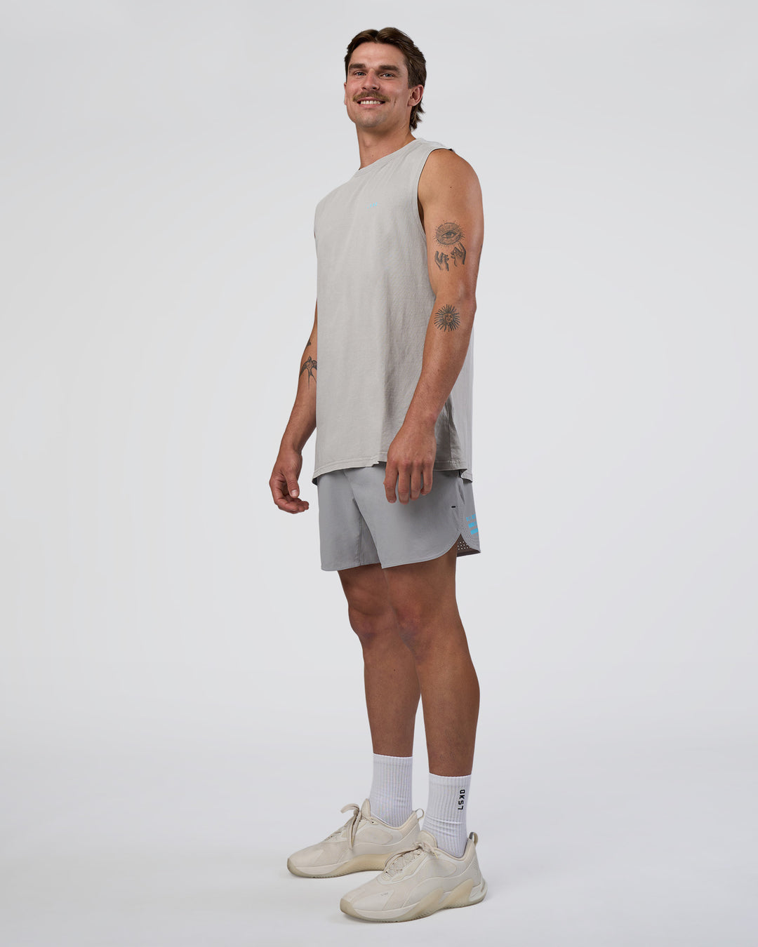 Man wearing Lift 6" Short - Alloy-Baltic Sea | Model:Konnor | Size:M