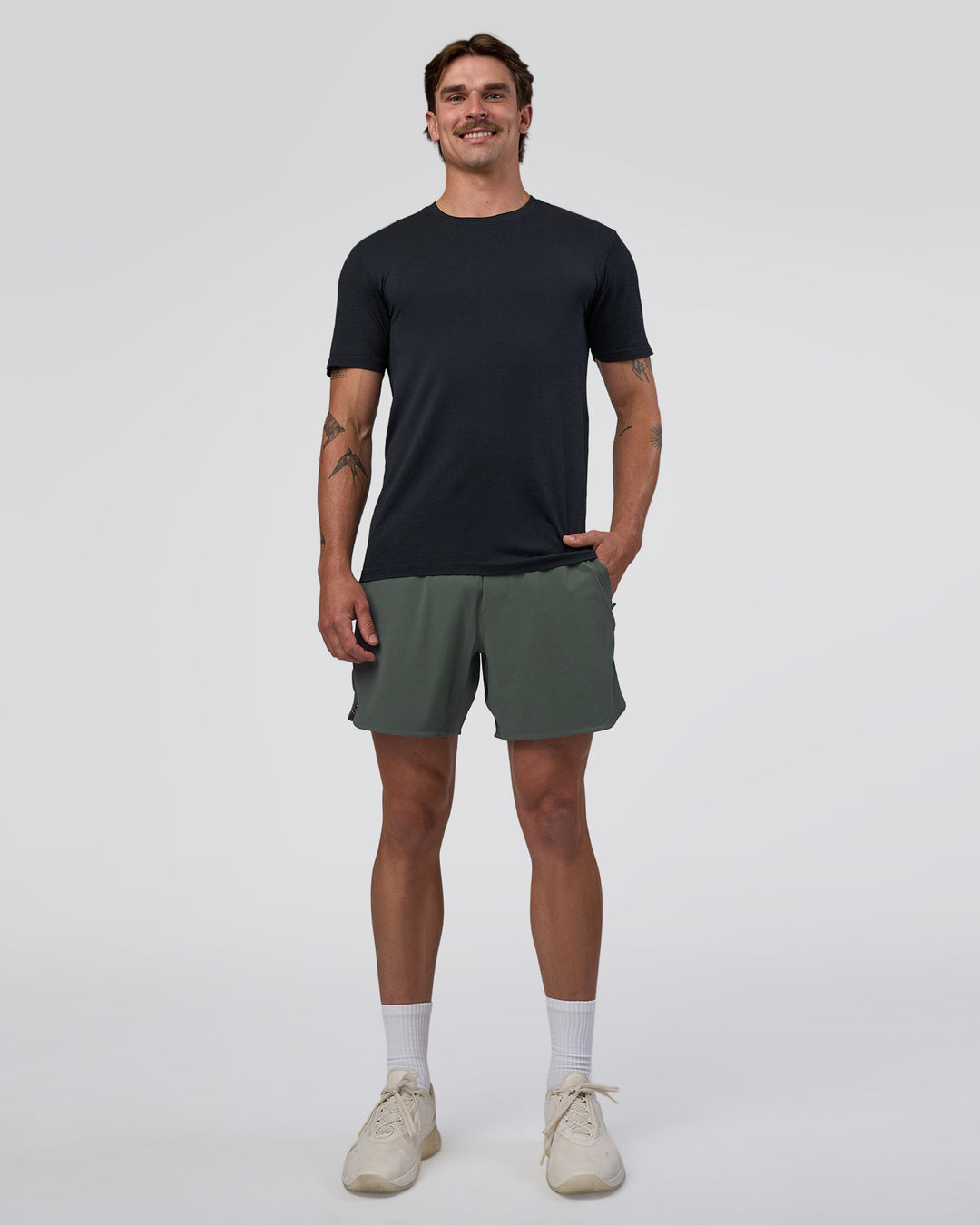 Man wearing Lift 6" Short - Carbon Green | Model:Konnor | Size:M