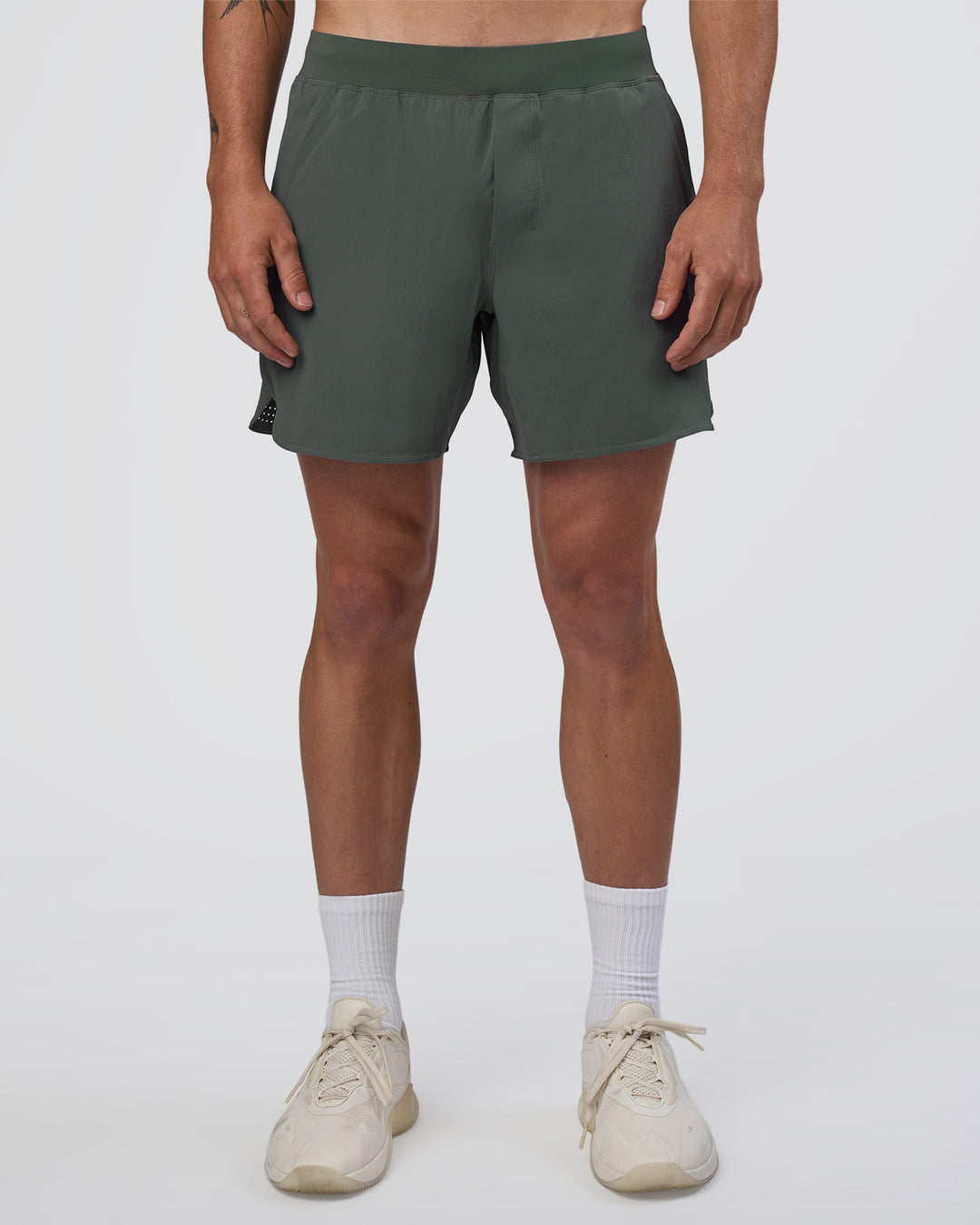 Man wearing Lift 6" Short - Carbon Green | Model:Konnor | Size:M
