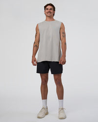 Man wearing Lifting Club FLXCotton Tank - Washed Alloy-Baltic Sea | Model:Konnor | Size:M