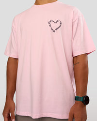 Man wearing Love The Process FLXCotton Oversize Tee - Marshmallow-Midnight Plum | Model:George | Size:M