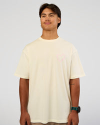Man wearing Love The Process FLXCotton Oversize Tee - Off White-Marshmallow | Model:George | Size:M