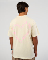 Man wearing Love The Process FLXCotton Oversize Tee - Off White-Marshmallow | Model:George | Size:M