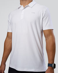 Man wearing Drive Polo - White | Model:Jaiden | Size:M
