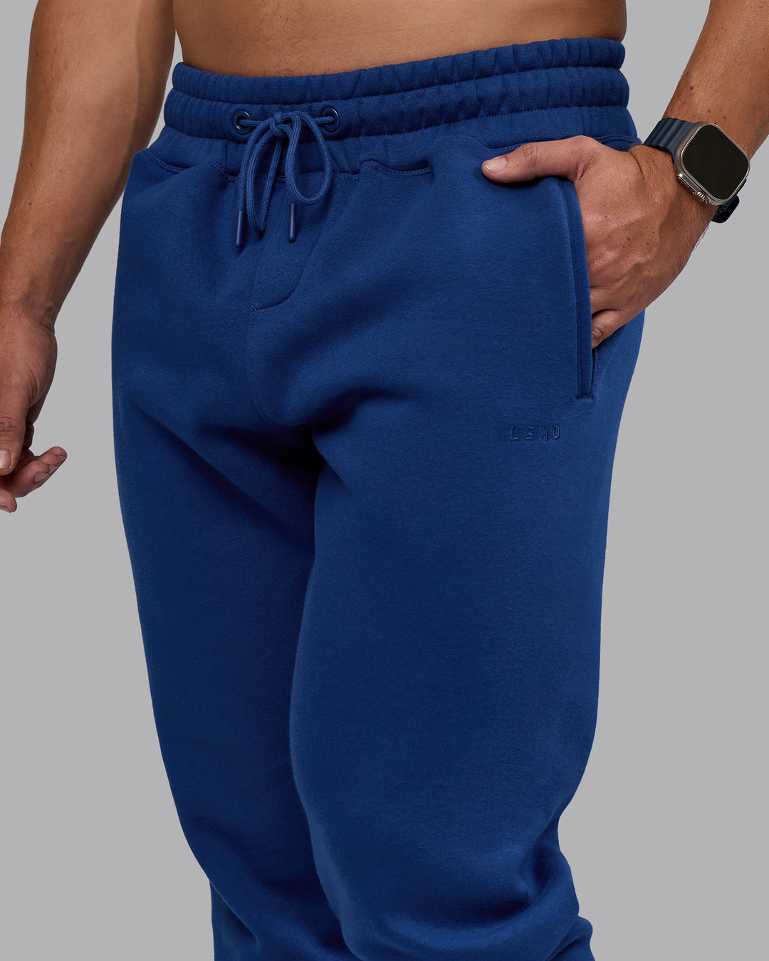 Man wearing MVP Track Pant - Midnight Blue | Model:Jaiden | Size:M