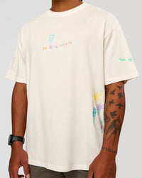 Man wearing Mother's Day FLXCotton Oversize Tee - Off White | Model:Malebo | Size:M