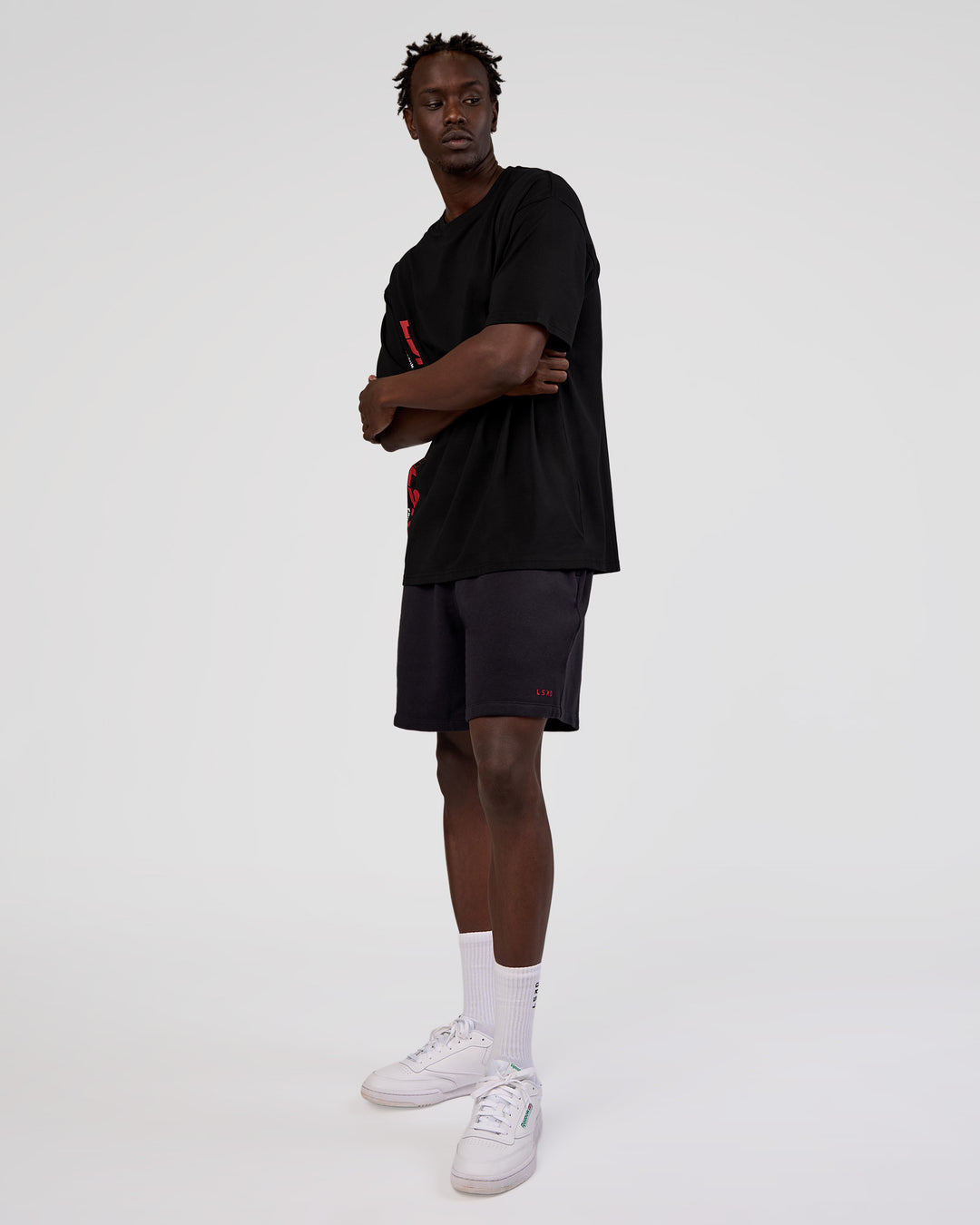 Man wearing Nothing Is Impossible 6" Short - Black-Flame | Model:Okello | Size:M