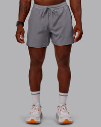 Man wearing Pace Lined Performance Short  5" in Storm Front | Size:M