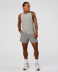 Man wearing Pace 5" Lined Running Short - Alloy | Model:Malebo | Size:M