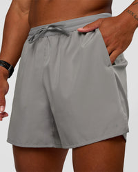 Man wearing Pace 5" Lined Running Short - Alloy | Model:Malebo | Size:M