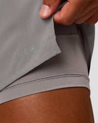 Man wearing Pace 5" Lined Running Short - Alloy | Model:Malebo | Size:M